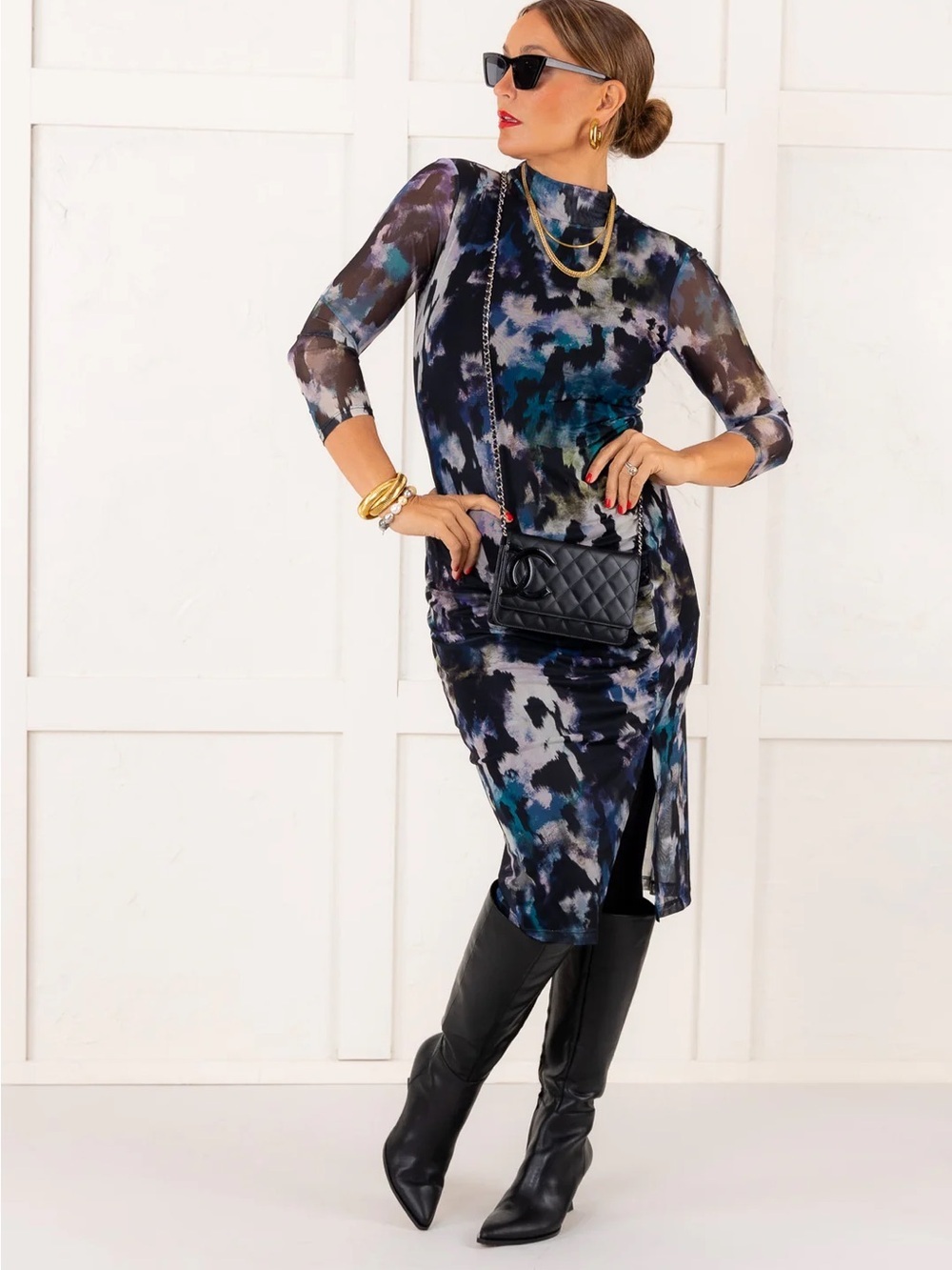 SANCTUARY | Abstract Multi-Color Mesh Dress